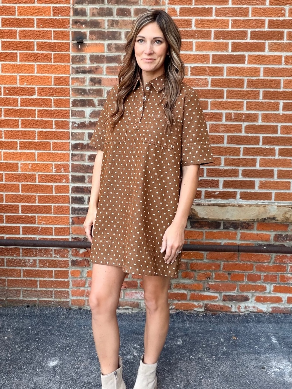 Polka Dot Denim Dress
